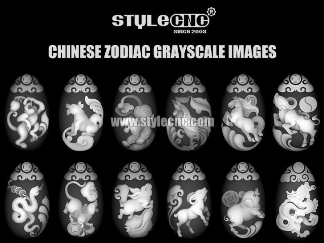 CNC Router Grayscale Images with Chinese Zodiac CNC Router Grayscale Images with Chinese Zodiac