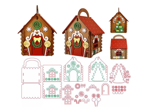 Free Laser Cut 3D Gingerbread House Vector Files Free Laser Cut 3D Gingerbread House Vector Files