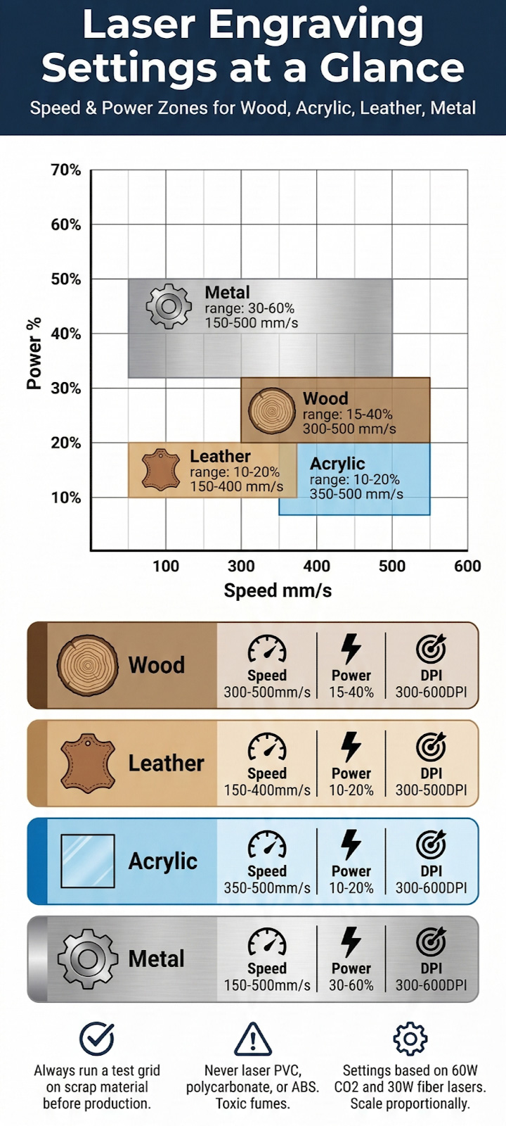 Laser Engraving Settings Guide: Wood, Acrylic, Leather, Metal Laser Engraving Settings Guide: Wood, Acrylic, Leather, Metal