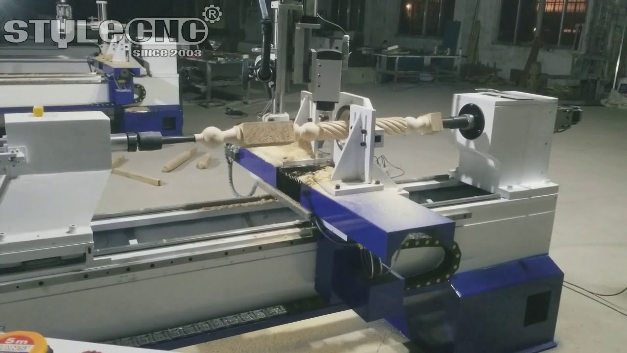 4 Axis CNC Wood Lathe for 3D Turning, Milling, Broaching 4 Axis CNC Wood Lathe for 3D Turning, Milling, Broaching